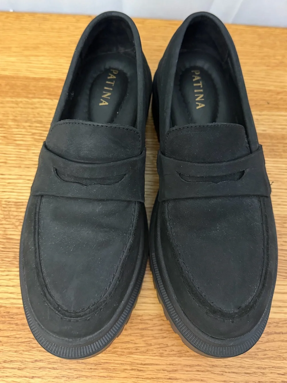Portland Leather Patina Nubuck Black Zoe Chunky Loafer Womens Size 6